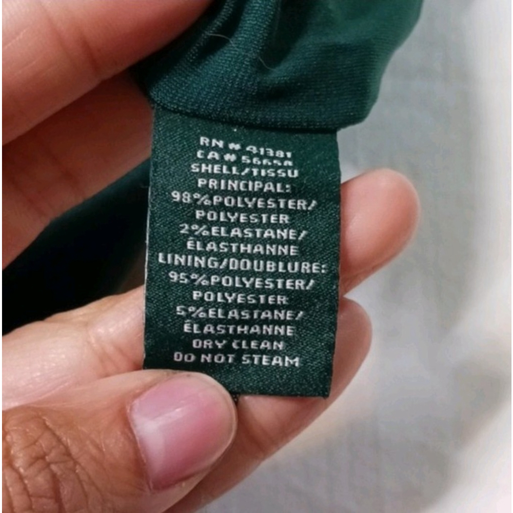 Ralph Lauren Women's Evening Green V Neck Dress With Slip Sz 2 - Picture 3 of 7